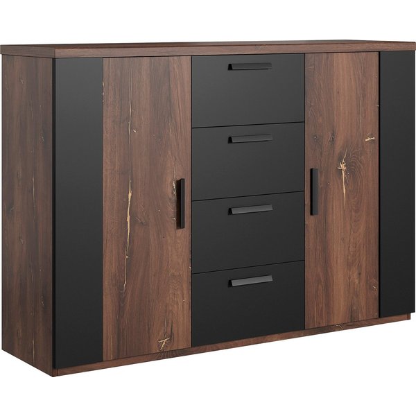 Home affaire Schubkastenkommode Sigma, Breite 132 cm, moderne Schubladenkommode, Made in Europe, Kommode viel Stauraum, Einlegeböden verstellbar, Anrichte