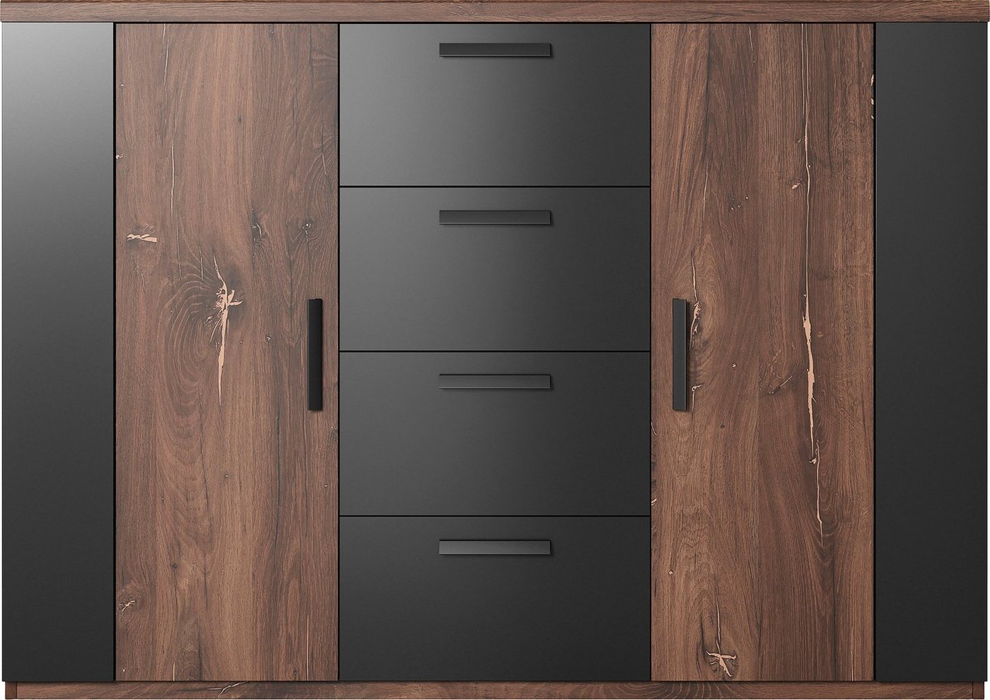 Home affaire Schubkastenkommode Sigma, Breite 132 cm, moderne Schubladenkommode, Made in Europe, Kommode viel Stauraum, Einlegeböden verstellbar, Anrichte – Bild 3 von 5