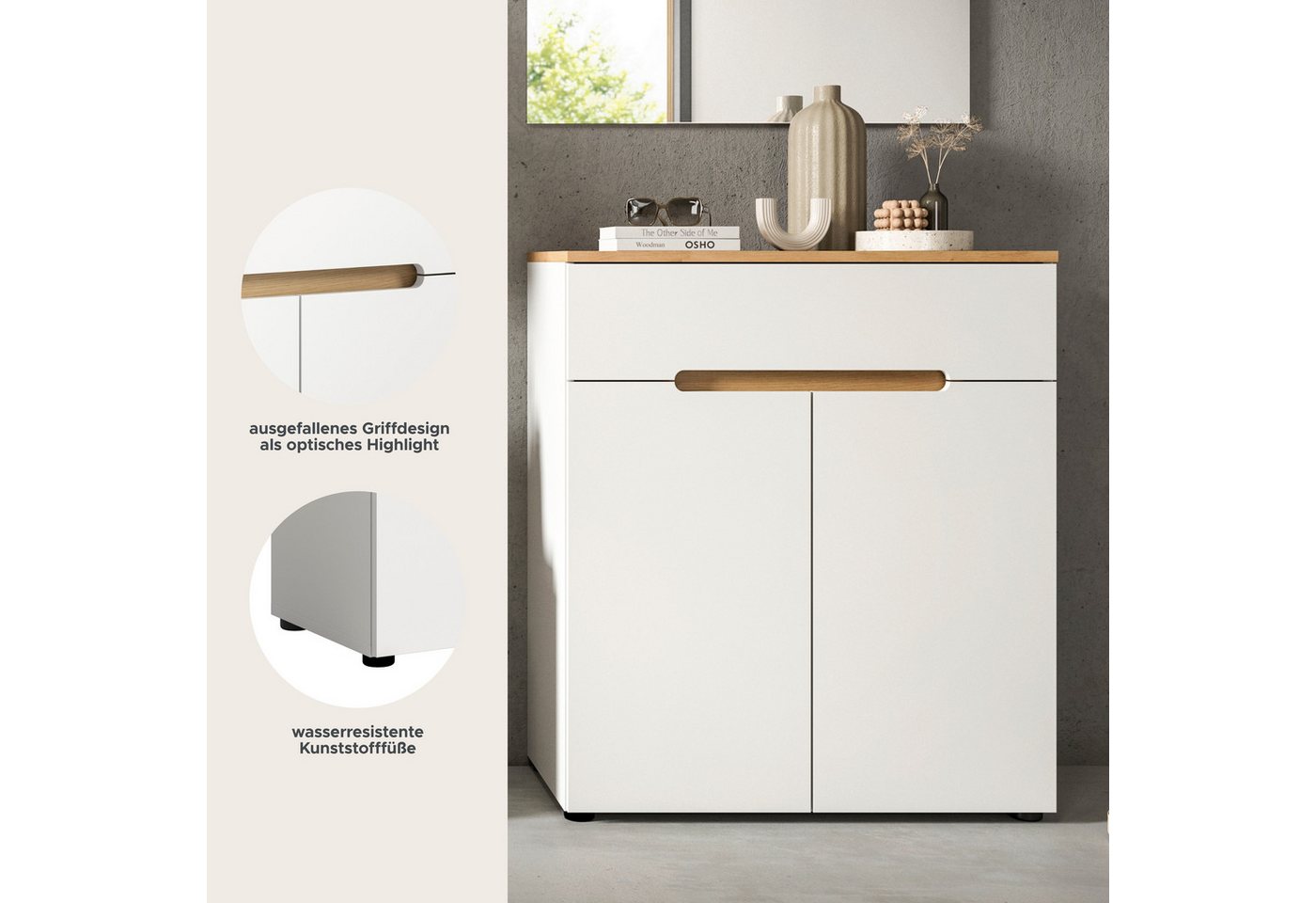 Home affaire Schuhkommode REHAT, TOPSELLER!, Breite 80cm, 2 Türen, 1 Schubkasten, 4 Fächer (1 St., in verschiedenen Farben erhältlich, Platz für ca. 12 Paar Sch – Bild 4 von 5