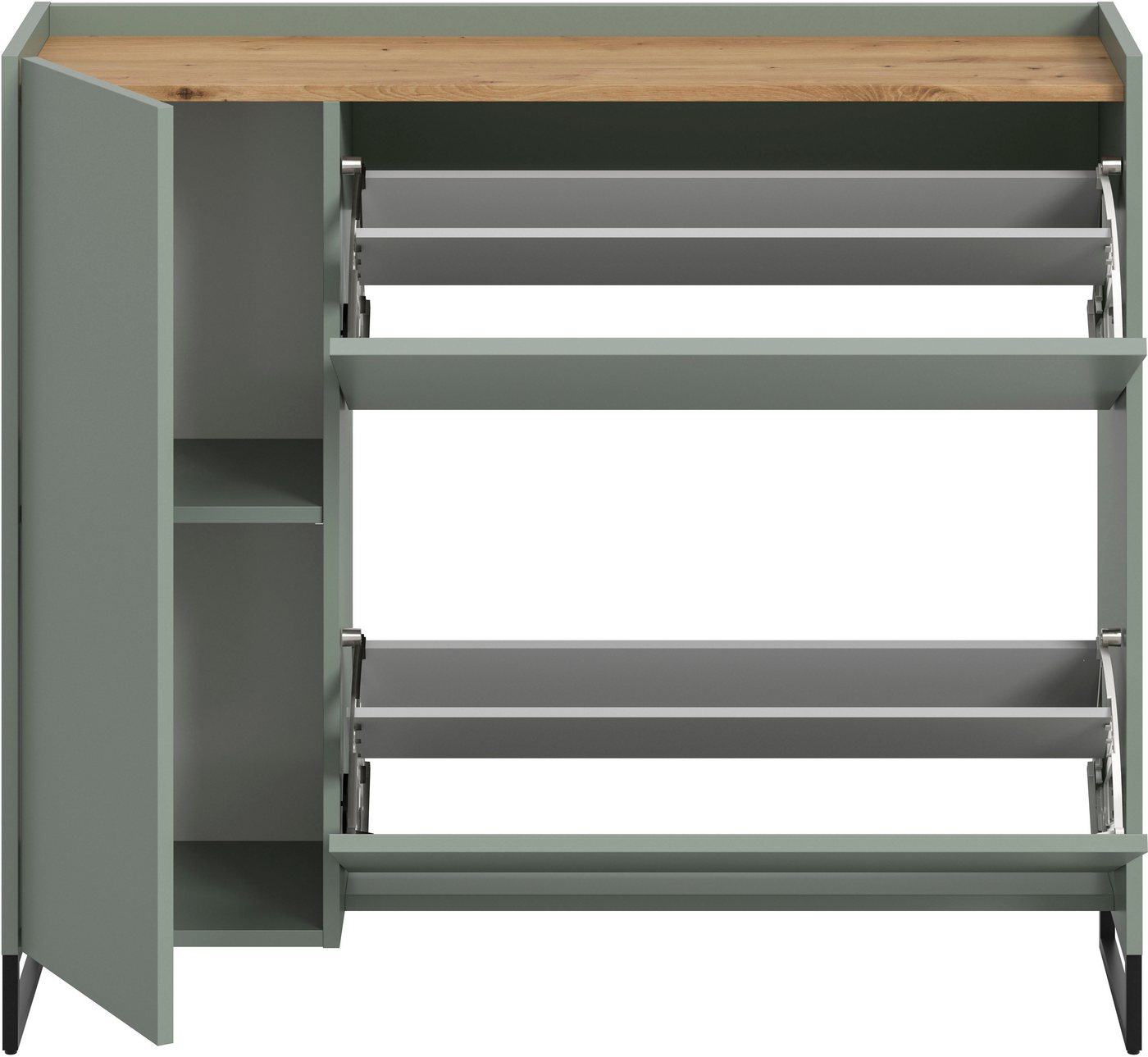 Home affaire Schuhschrank EVRID, Breite 110cm, 1 Tür, 2 Schuhwalzen, inkl. Metall-Kufenfüße (1-St., individuell mit anderen Artikel der Serie EVRID erweiterbar) – Bild 4 von 5