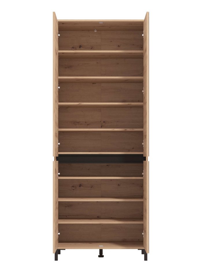 Home affaire Schuhschrank Flannan, Schuhregal, Schuhkommode, Gesamthöhe 205,5 cm mit Spiegeltür, acht Regale und eine Schublade, Gesamtbreite 80 cm – Bild 4 von 5