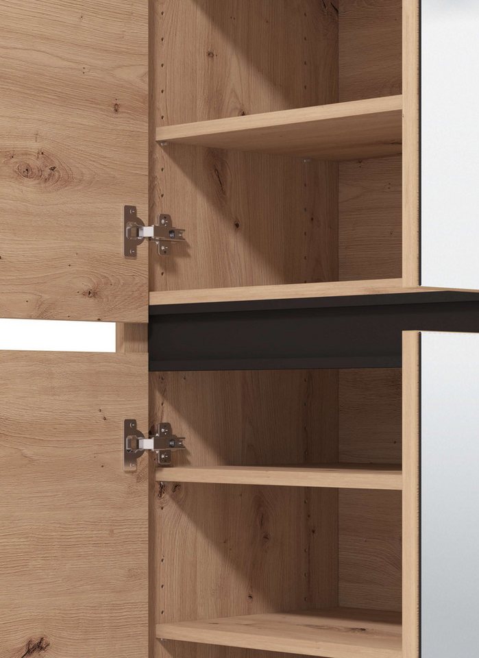 Home affaire Schuhschrank Flannan, Schuhregal, Schuhkommode, Gesamthöhe 205,5 cm mit Spiegeltür, acht Regale und eine Schublade, Gesamtbreite 80 cm – Bild 5 von 5