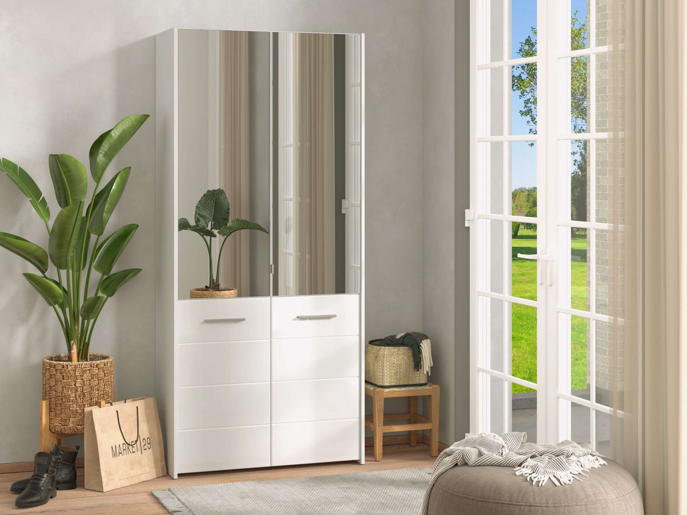 Home affaire Schuhschrank Menorca Schuhkommode, Lagerschrank, Schuhregal, Breite 90 cm mit vier Türen, in modernen und eleganten Farben, mit zwei Spiegeln – Bild 2 von 5