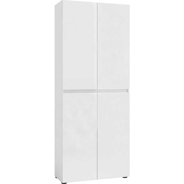 Home affaire Schuhschrank MISTER- Schuhregal, Made in Italy, 12 Fächer, 10 Einlegeböden Hochglanz lackiert,Breite 80 cm, Höhe 200 cm, 4 Türen, wendbare Blende