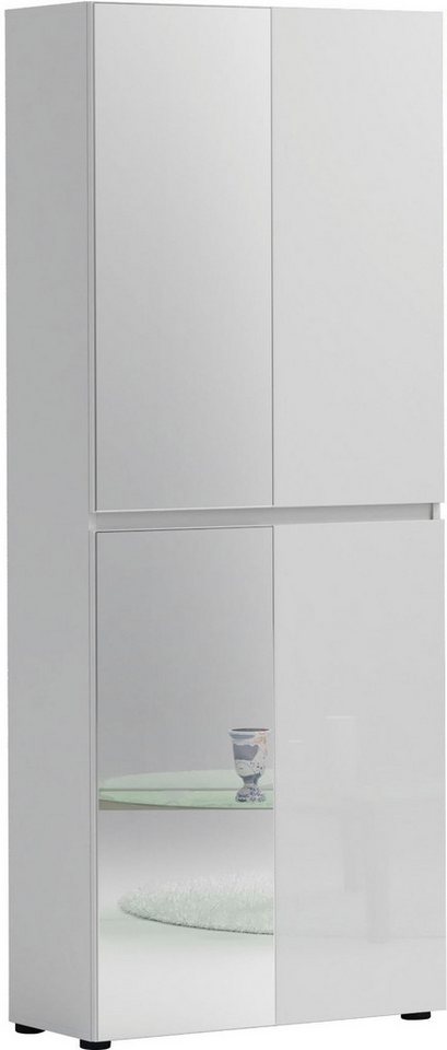 Home affaire Schuhschrank Mister,Schuhkommode,Schuhmöbel,Schuhablage,Schuhregal Hochglanz lackiert, B/T/H: 80x34x200 cm, 4 Türen, 12 Fächer, 2 Spiegel – Bild 3 von 5