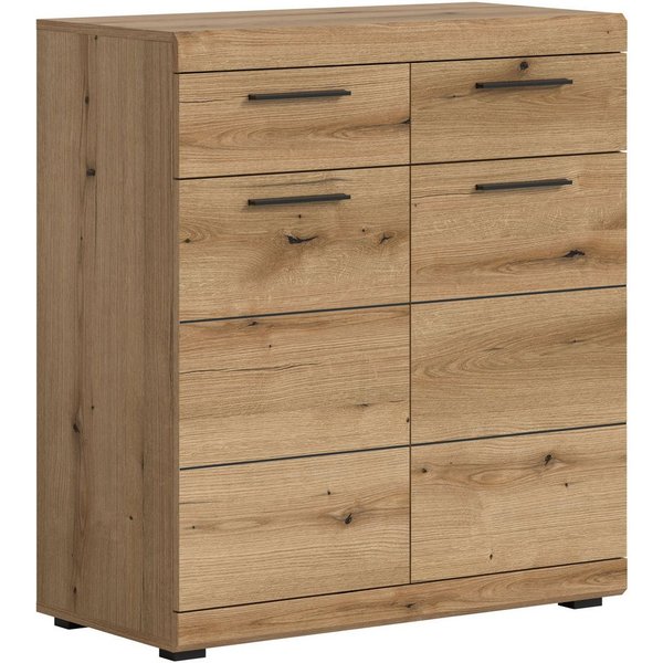 Home affaire Schuhschrank SIENA, Breite 90 cm, 2 Türen, 2 Einlegeböden, 3 Fächer, 2 Schubkästen (1-St., hochwertige Rillenfräsung in MDF Front) Schuhkommode, Ko