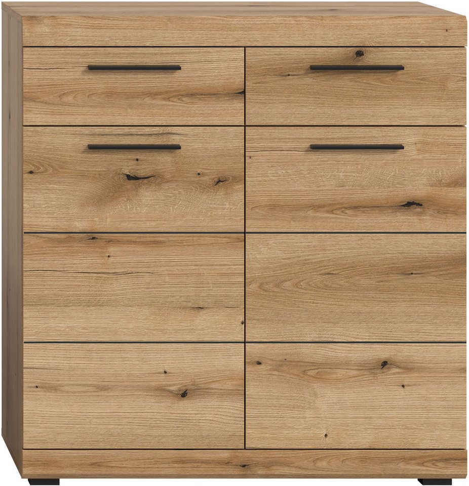 Home affaire Schuhschrank SIENA, Breite 90 cm, 2 Türen, 2 Einlegeböden, 3 Fächer, 2 Schubkästen (1-St., hochwertige Rillenfräsung in MDF Front) Schuhkommode, Ko – Bild 3 von 5