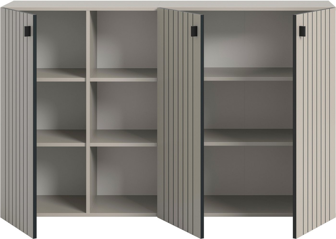Home affaire Schuhschrank TATIO, Breite 150 cm, Rillenoptik, offene Fächer, 3 Türen (1-St) Garderobenschrank, Flurkommode, Kommode, Schuhschrank – Bild 4 von 5