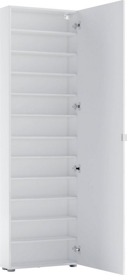 Home affaire Schuhschrank Tozzi, Schuhregal, Schuhkommode, hochglanz lackiert, nur 20 cm tief mit 1 Spiegeltür und sanft schließende Tür, Breite 60 cm,Höhe 200  – Bild 5 von 5