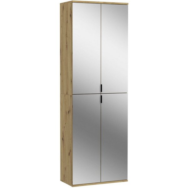 Home affaire Schuhschrank TRONDHEIM, Höhe 193 cm, 4 Spiegeltüren, 9 Fächer, 7 Einlegeböden (inkl. ausziehbarer Kleiderstange, in verschiedenen Farben erhältlich