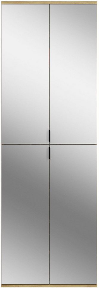 Home affaire Schuhschrank TRONDHEIM, Höhe 193 cm, 4 Spiegeltüren, 9 Fächer, 7 Einlegeböden (inkl. ausziehbarer Kleiderstange, in verschiedenen Farben erhältlich – Bild 4 von 5