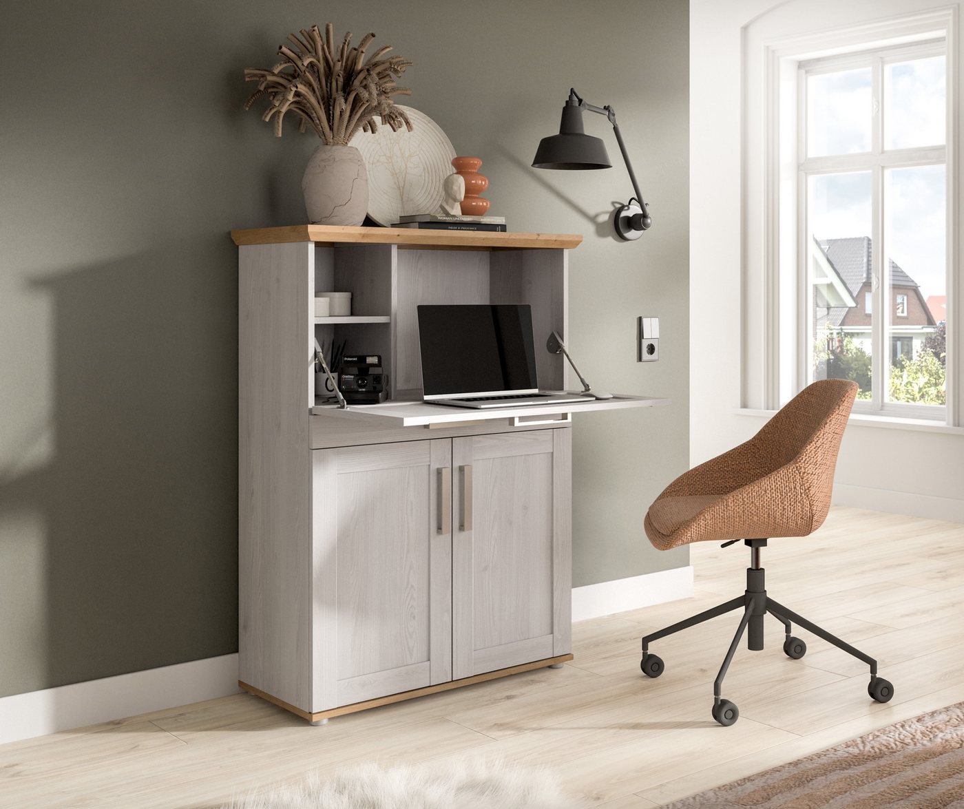 Home affaire Sekretär COSENZA, Höhe 122 cm, 2 Türen, 1 Klappe, 1 Schubkasten, 5 Fächer (in Landhausoptik, mit weiteren Artikel der Serie kombinierbar), Schreibt – Bild 2 von 5
