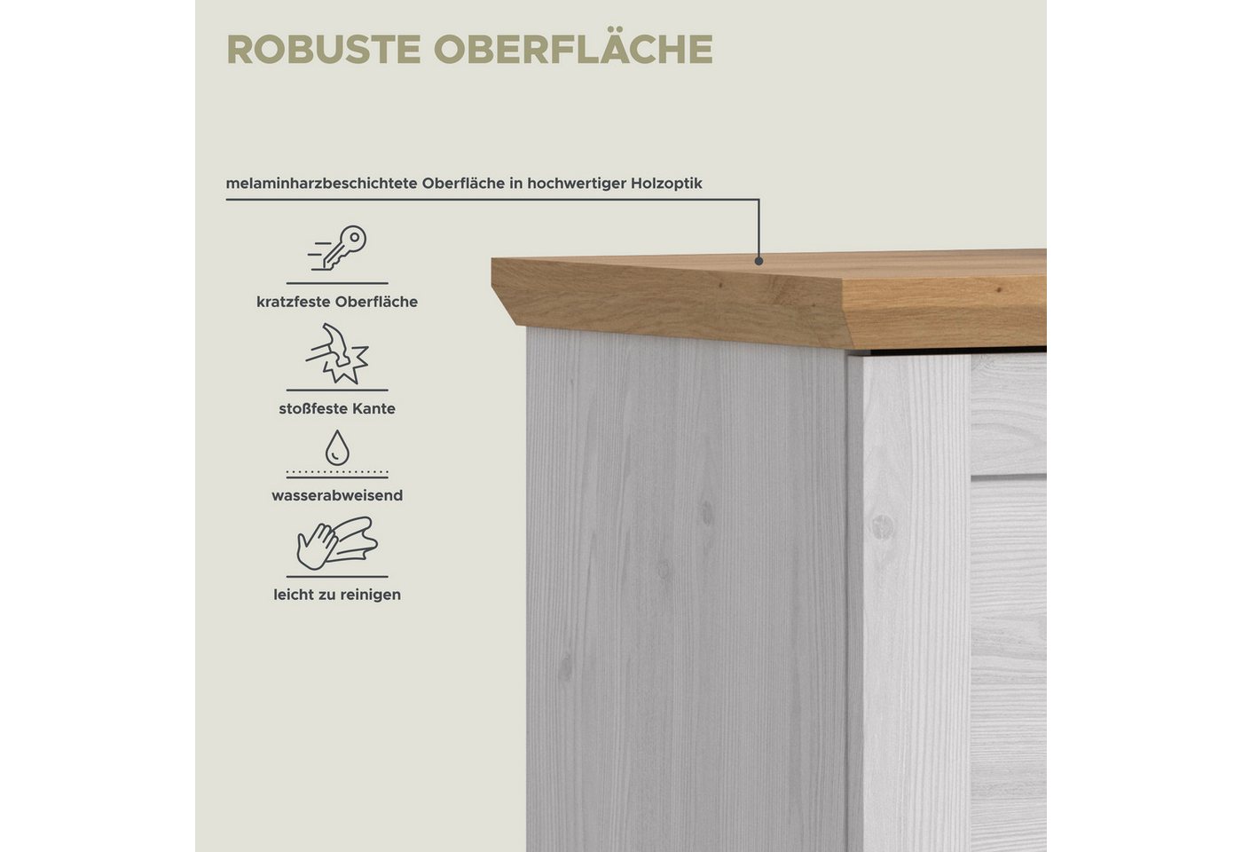 Home affaire Sekretär COSENZA, Höhe 122 cm, 2 Türen, 1 Klappe, 1 Schubkasten, 5 Fächer (in Landhausoptik, mit weiteren Artikel der Serie kombinierbar), Schreibt – Bild 5 von 5