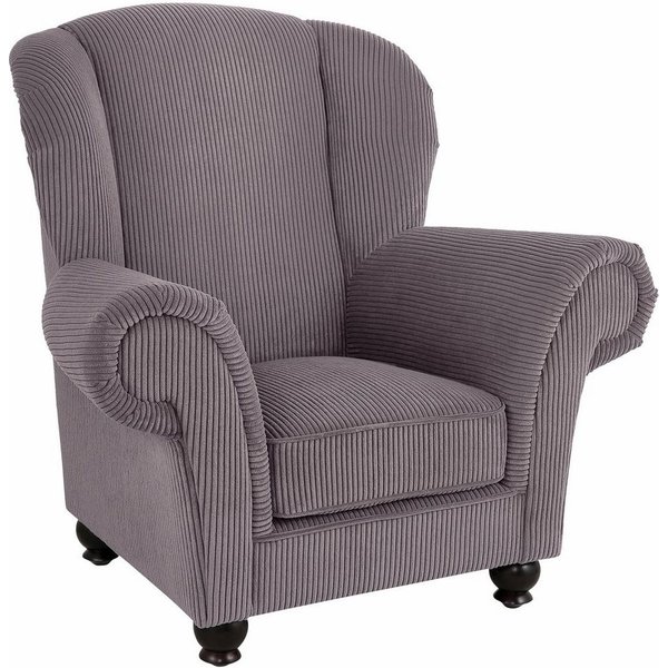 Home affaire Sessel King Henry, Hochlehnsessel, Ohrensessel, Federkern, Cord, mit legerer Polsterung, Federkern und losen Zierkissen