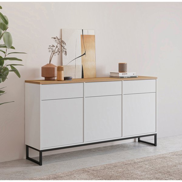 Home affaire Sideboard Alto, Breite 157 cm, grifflose Kommode 3 Türen/3 Schubkästen., Schubladenschrank mit viel Stauraum, Einlegeböden verstellbar