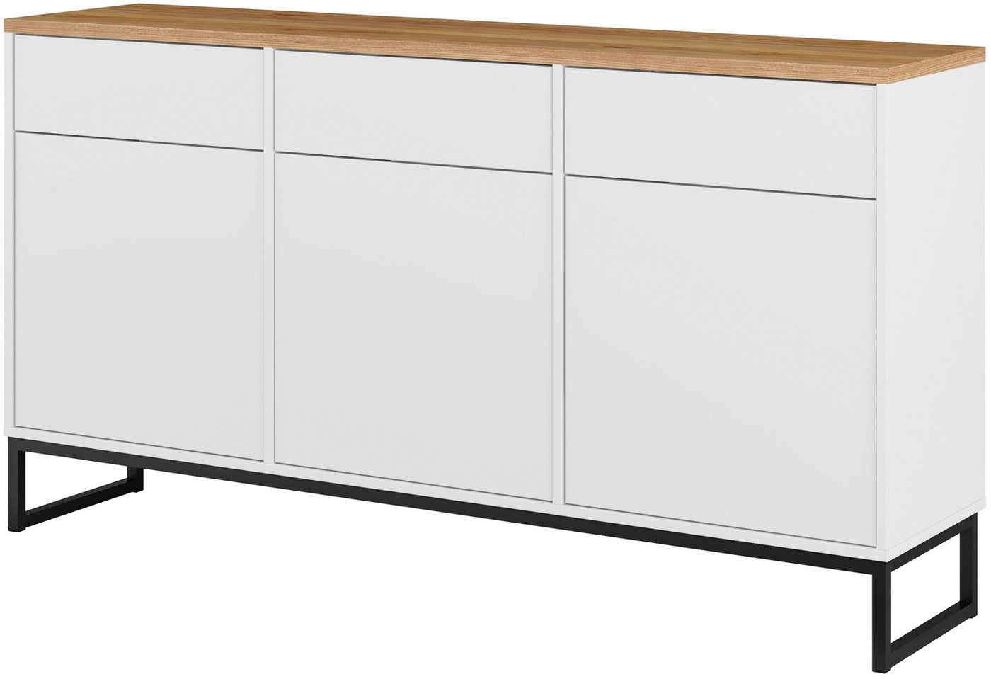 Home affaire Sideboard Alto, Breite 157 cm, grifflose Kommode 3 Türen/3 Schubkästen., Schubladenschrank mit viel Stauraum, Einlegeböden verstellbar – Bild 2 von 5