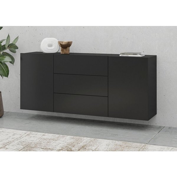 Home affaire Sideboard Ava, Breite 140 cm, hängend und stehend montierbar, moderne grifflose Kommode, Schubladenschrank, 2Türen/3Schubkästen