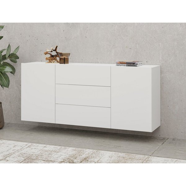 Home affaire Sideboard Ava, Breite 140 cm, hängend und stehend montierbar, moderne grifflose Kommode, Schubladenschrank, 2Türen/3Schubkästen