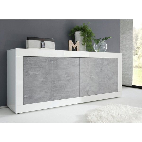 Home affaire Sideboard Basic Breite 207 cm, Kommode 4 Türen, Anrichte, Metallgriff, moderne Rahmenoptik, viel Stauraum, Farbauswahl