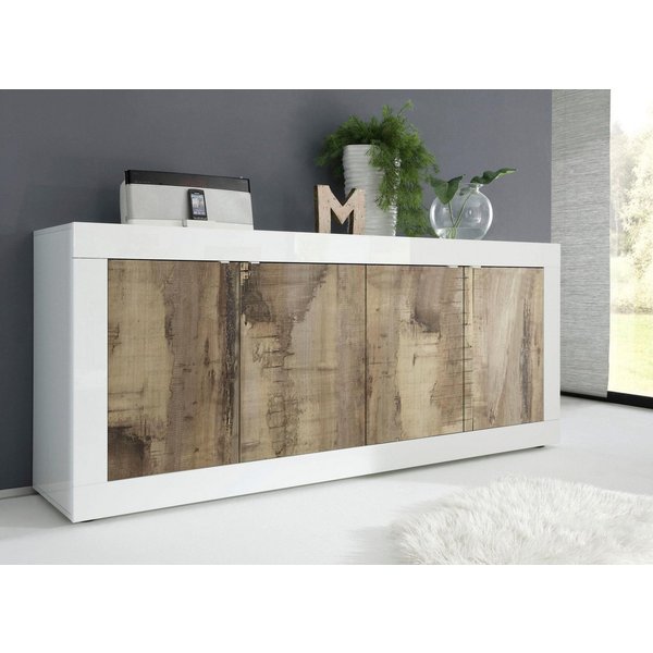 Home affaire Sideboard Basic Breite 207 cm, Kommode 4 Türen, Anrichte, Metallgriff, moderne Rahmenoptik, viel Stauraum, Farbauswahl