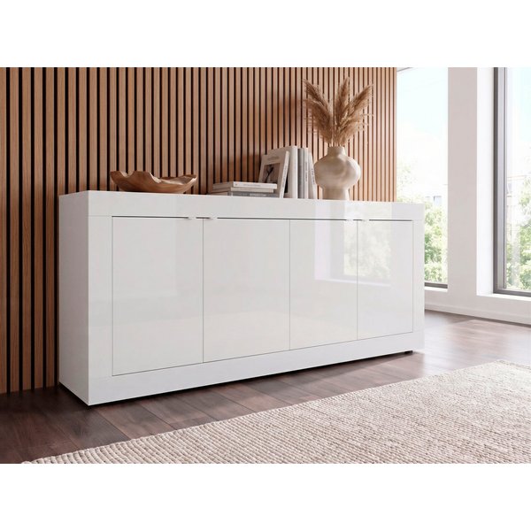 Home affaire Sideboard Basic Breite 207 cm, Kommode 4 Türen, Anrichte, Metallgriff, moderne Rahmenoptik, viel Stauraum, Farbauswahl