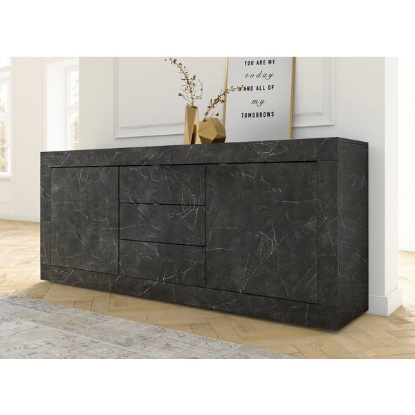 Home affaire Sideboard Basic Breite 210 cm, Kommode 2 Türen, 3 Schubkästen, Anrichte, Metallgriff, moderne Rahmenoptik, viel Stauraum, Farbauswahl