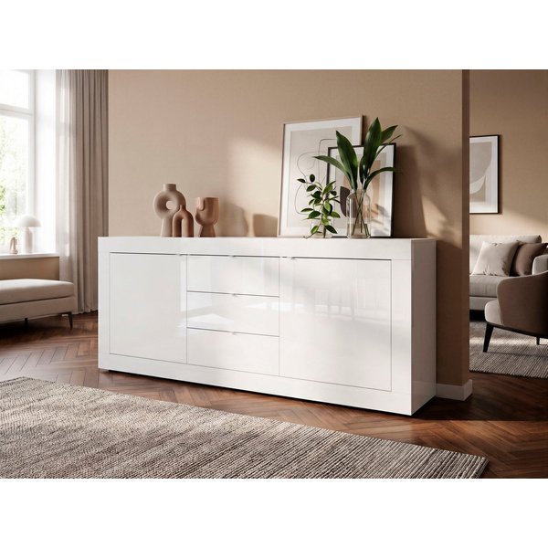 Home affaire Sideboard Basic Breite 210 cm, Kommode 2 Türen, 3 Schubkästen, Anrichte, Metallgriff, moderne Rahmenoptik, viel Stauraum, Farbauswahl