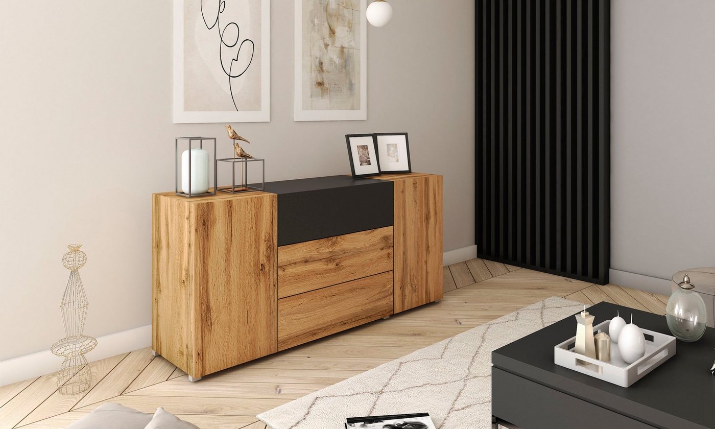 Home affaire Sideboard BERLIN, Moderne grifflose Kommode Breite 150 cm, 4 Schubkästen/ 2 Türen – Bild 2 von 5