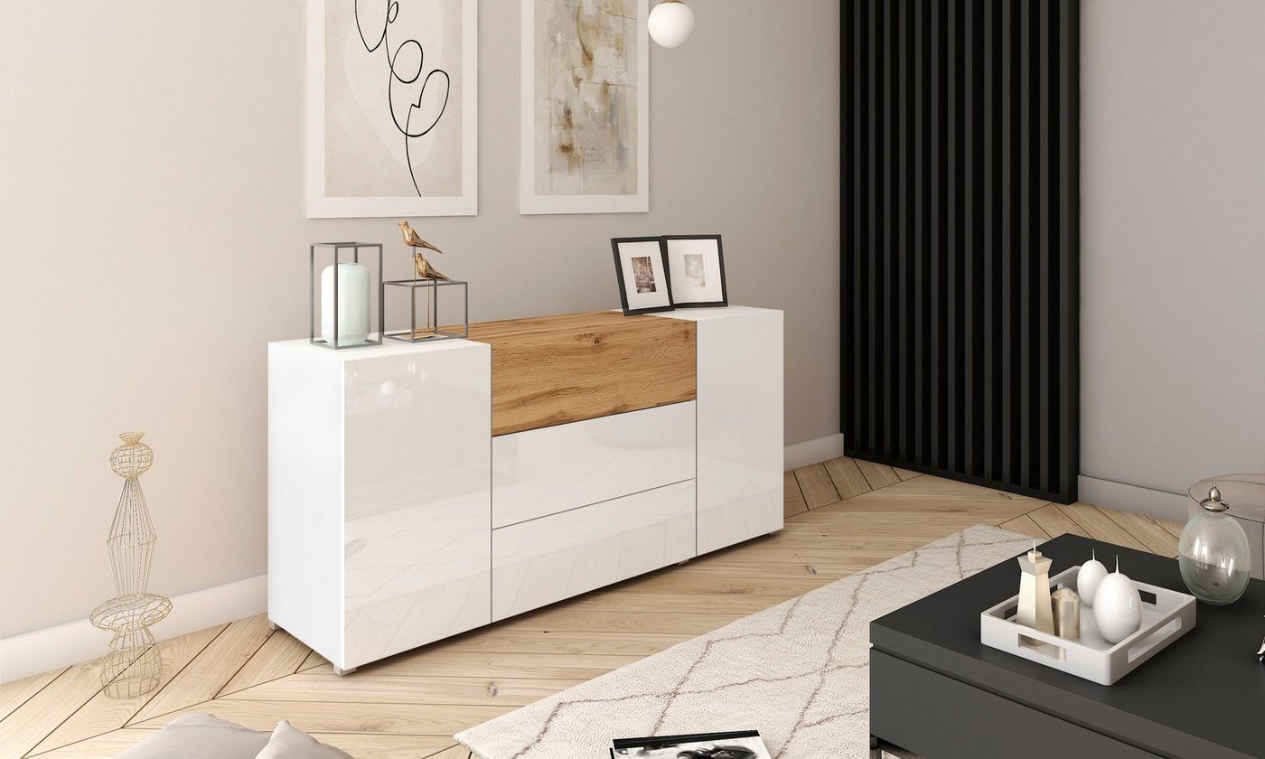 Home affaire Sideboard BERLIN, Moderne grifflose Kommode Breite 150 cm, 4 Schubkästen/ 2 Türen – Bild 2 von 5