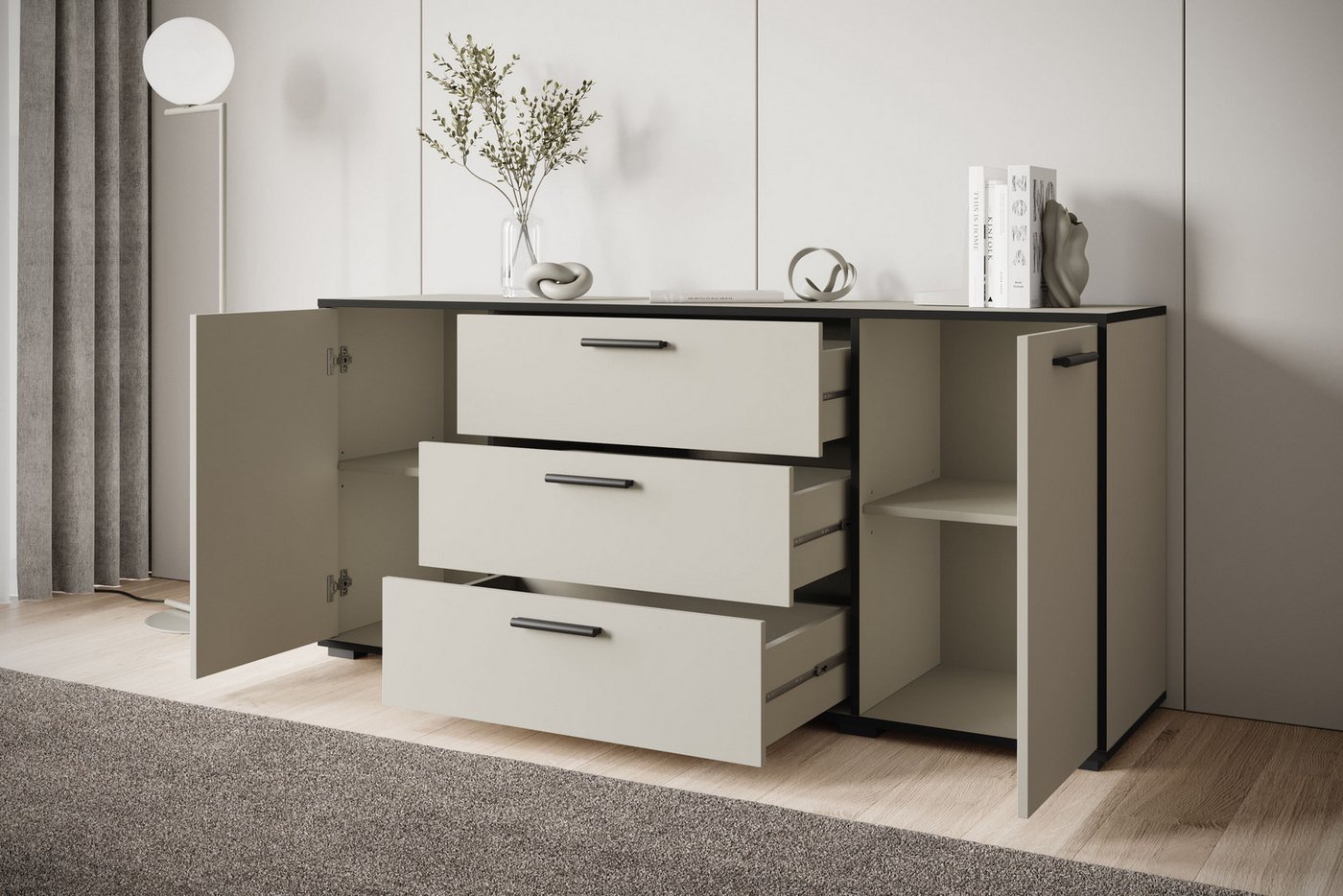 Home affaire Sideboard BOGOTA, moderne Kommode, Schubladenschrank mit verstellbaren Einlegeböden – Bild 4 von 5