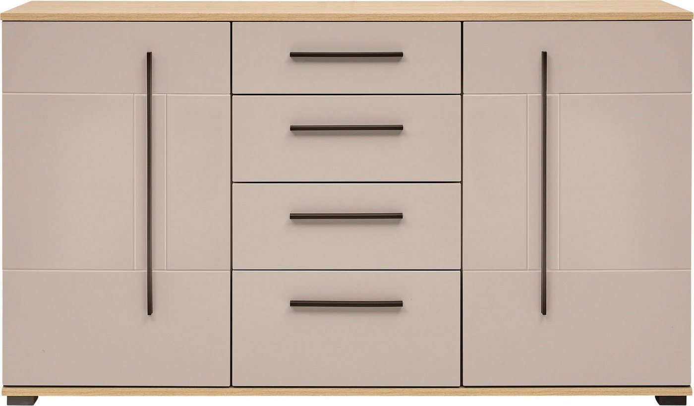 Home affaire Sideboard Cantara, moderner Schrank, Kommode in Eiche Evoke, Weiß oder Kaschmir, schwarze Stangengriffe, ausreichend Stauraum, vielseitig einsetzba – Bild 3 von 5