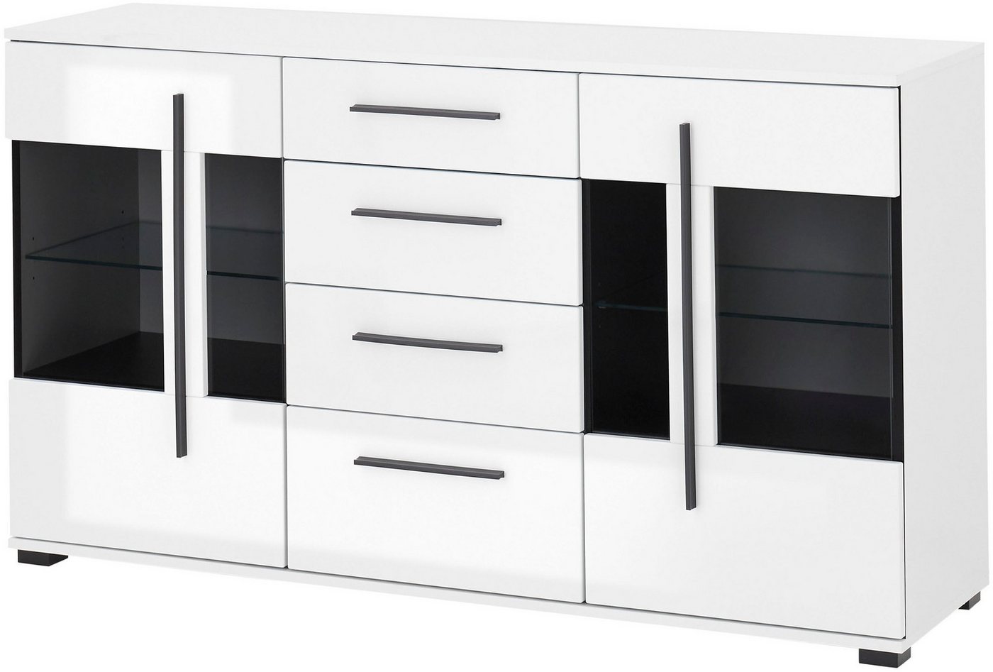 Home affaire Sideboard Cantara, moderner Schrank, Kommode in Eiche Evoke, Weiß oder Kaschmir, schwarze Stangengriffe, ausreichend Stauraum, vielseitig einsetzba – Bild 3 von 5