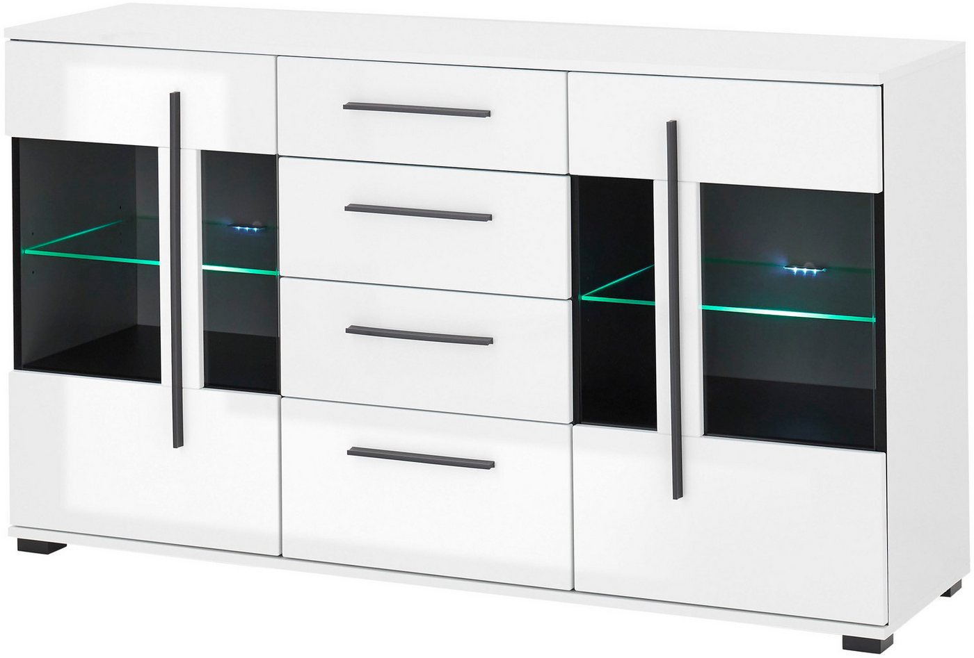 Home affaire Sideboard Cantara, moderner Schrank, Kommode in Eiche Evoke, Weiß oder Kaschmir, schwarze Stangengriffe, ausreichend Stauraum, vielseitig einsetzba – Bild 4 von 5