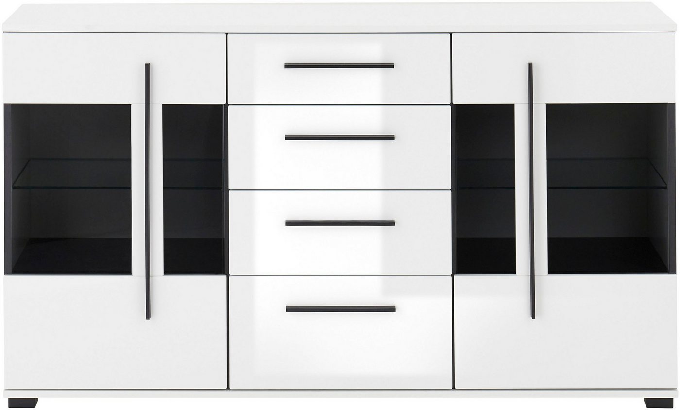 Home affaire Sideboard Cantara, moderner Schrank, Kommode in Eiche Evoke, Weiß oder Kaschmir, schwarze Stangengriffe, ausreichend Stauraum, vielseitig einsetzba – Bild 5 von 5