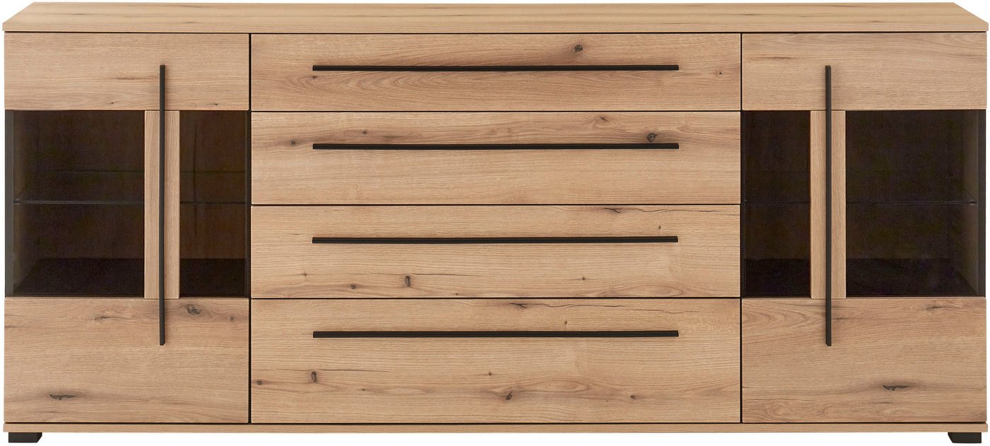Home affaire Sideboard Cantara, moderner Schrank, Kommode in Eiche Evoke, Weiß oder Kaschmir, schwarze Stangengriffe, ausreichend Stauraum, vielseitig einsetzba – Bild 5 von 5
