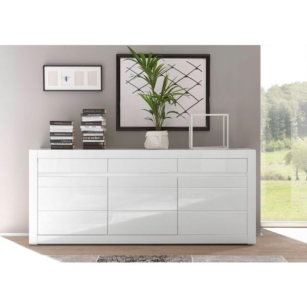 Home affaire Sideboard Carat, Breite 217 cm, wird mit zwei Leisten angeliefert, 1 x grau, 1 x weiss