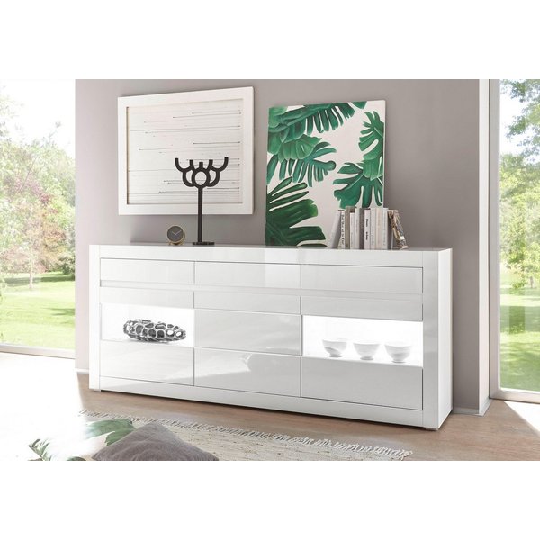 Home affaire Sideboard Carat, Breite 217 cm, wird mit zwei Leisten angeliefert, 1 x grau, 1 x weiss