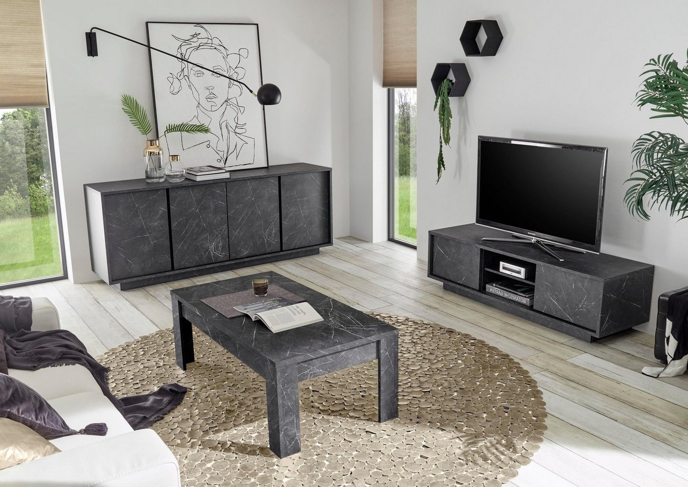 Home affaire Sideboard Carrara, grifflos – Bild 5 von 5
