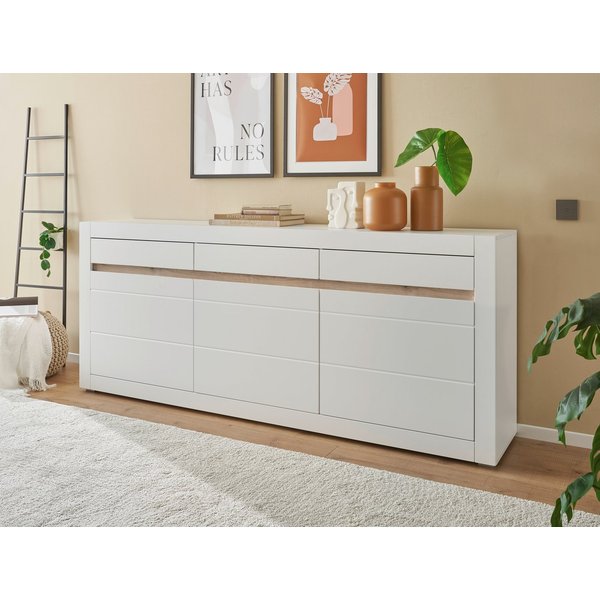 Home affaire Sideboard Chester, moderne Anrichte, Kommode mit Stauraum, Schrank, Weiß Matt (1 St), austauschbare Blende in Griffleiste, zeitloses Design, 217 cm