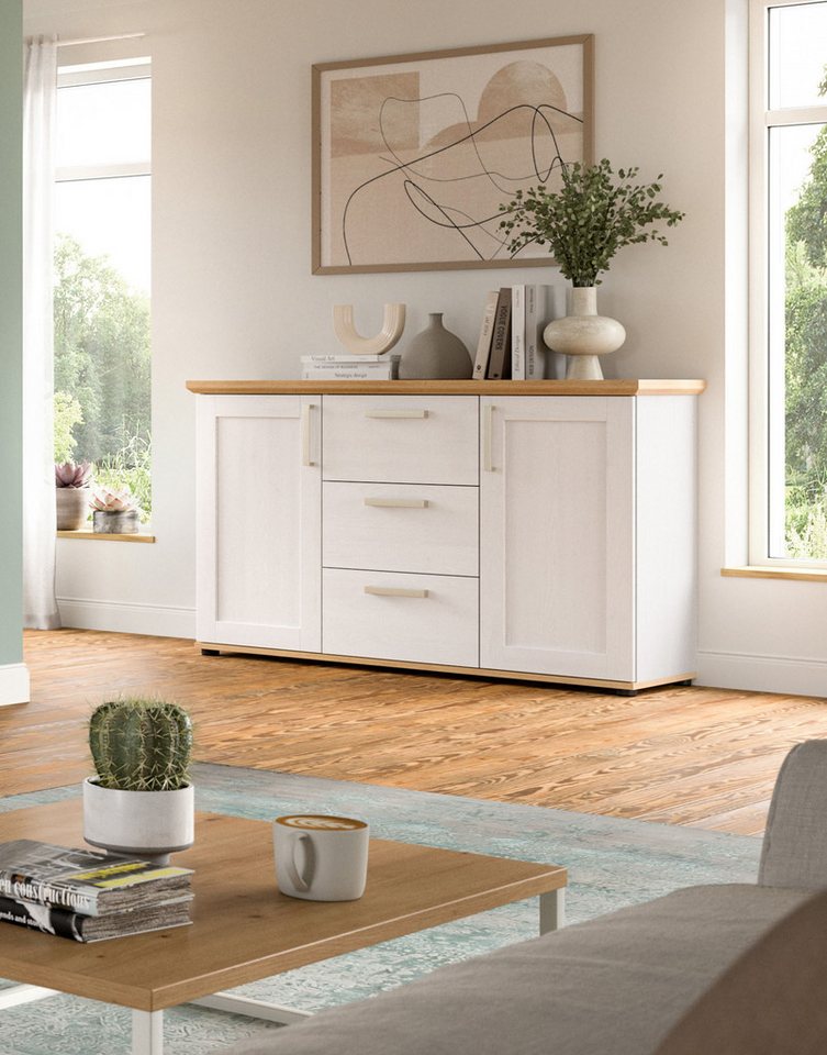 Home affaire Sideboard Cosenza, Cosenza Sideboard 129 cm, 2 Türen, 4 Fächer, Sideboard, Wohnzimmer – Bild 2 von 5