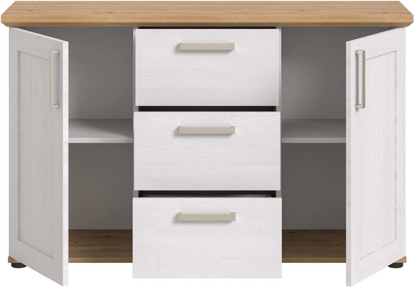Home affaire Sideboard Cosenza, Cosenza Sideboard 129 cm, 2 Türen, 4 Fächer, Sideboard, Wohnzimmer – Bild 4 von 5