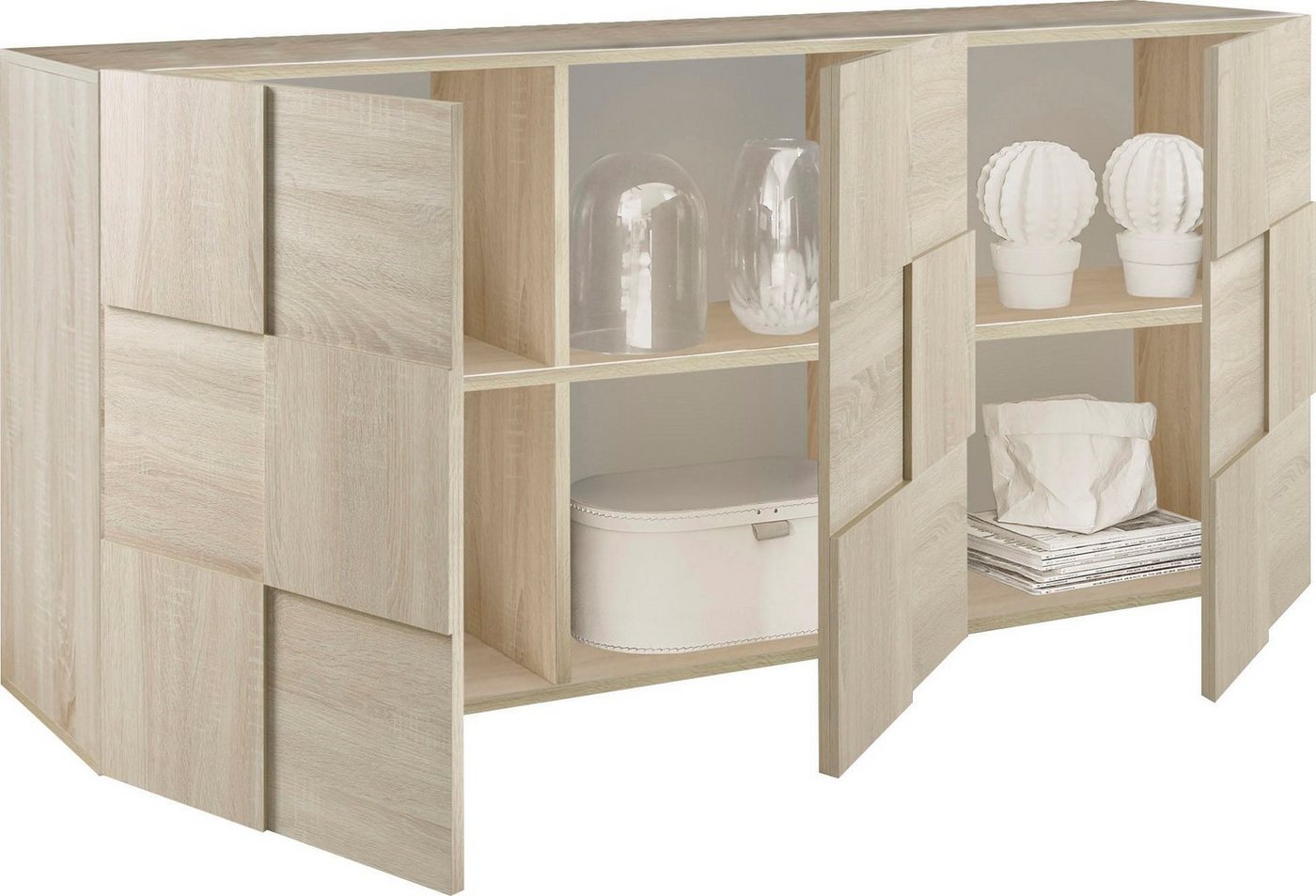 Home affaire Sideboard Dama Breite 181, Kommode 3 Türen, Anrichte, Front in 3D-Optik, viel Stauraum, verschiedene Farben – Bild 2 von 5