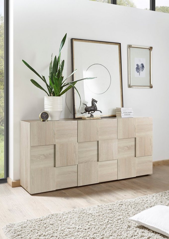 Home affaire Sideboard Dama Breite 181, Kommode 3 Türen, Anrichte, Front in 3D-Optik, viel Stauraum, verschiedene Farben – Bild 3 von 5