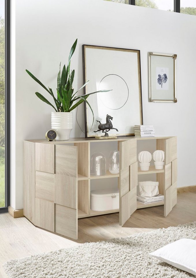 Home affaire Sideboard Dama Breite 181, Kommode 3 Türen, Anrichte, Front in 3D-Optik, viel Stauraum, verschiedene Farben – Bild 4 von 5