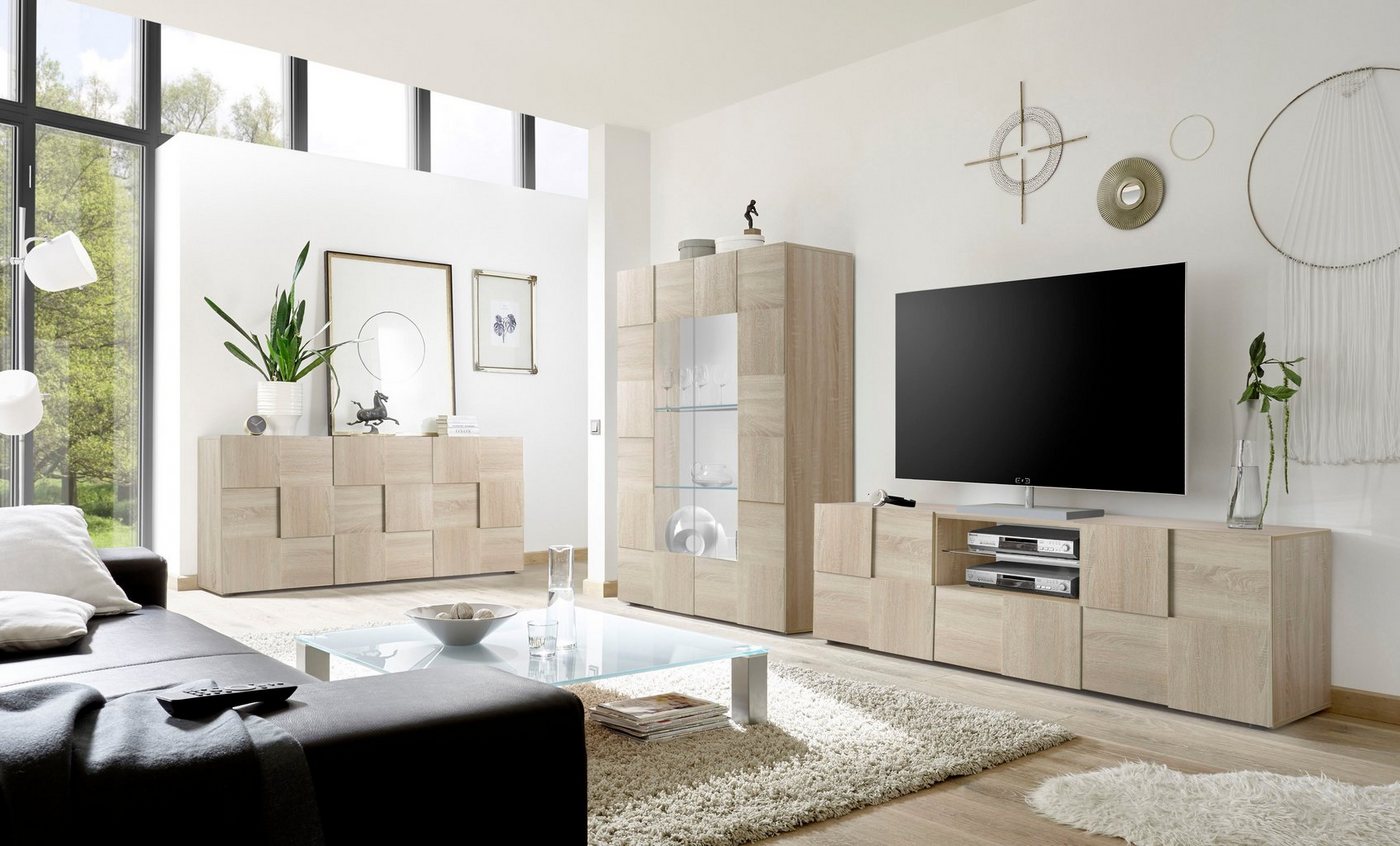 Home affaire Sideboard Dama Breite 181, Kommode 3 Türen, Anrichte, Front in 3D-Optik, viel Stauraum, verschiedene Farben – Bild 5 von 5