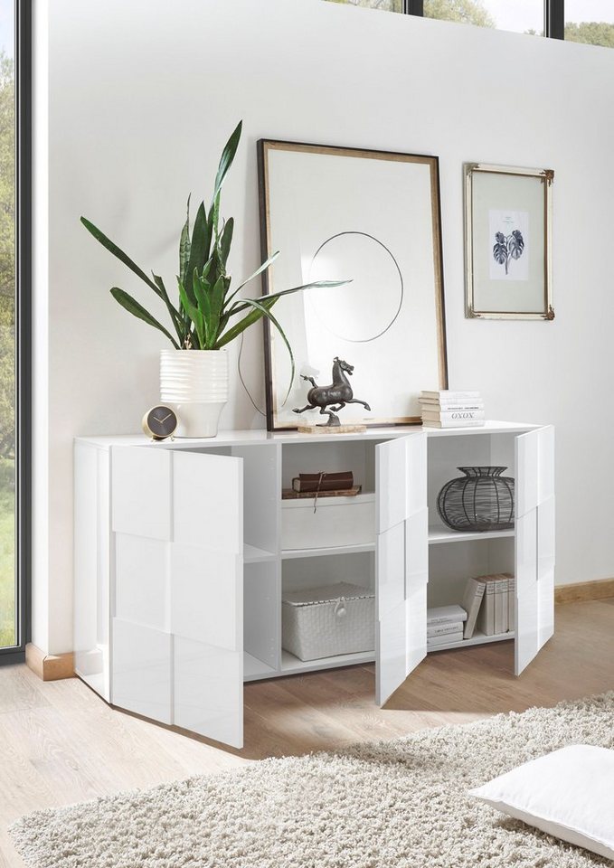 Home affaire Sideboard Dama Breite 181, Kommode 3 Türen, Anrichte, Front in 3D-Optik, viel Stauraum, verschiedene Farben – Bild 4 von 5