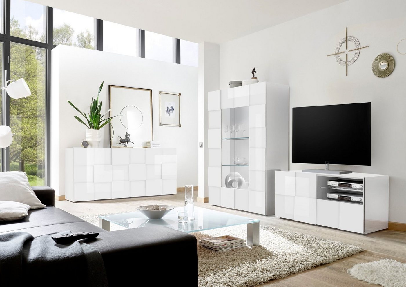 Home affaire Sideboard Dama Breite 181, Kommode 3 Türen, Anrichte, Front in 3D-Optik, viel Stauraum, verschiedene Farben – Bild 5 von 5