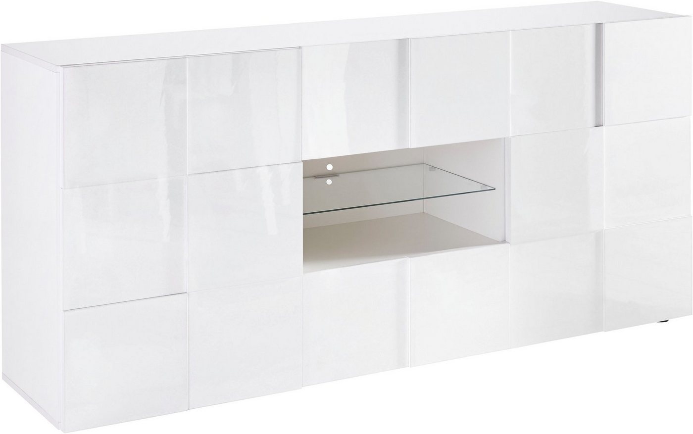 Home affaire Sideboard Dama Breite 181, Kommode 2 Türen u. 2 Schubkästen, Anrichte, Front in 3D-Optik, viel Stauraum, verschiedene Farben – Bild 3 von 5