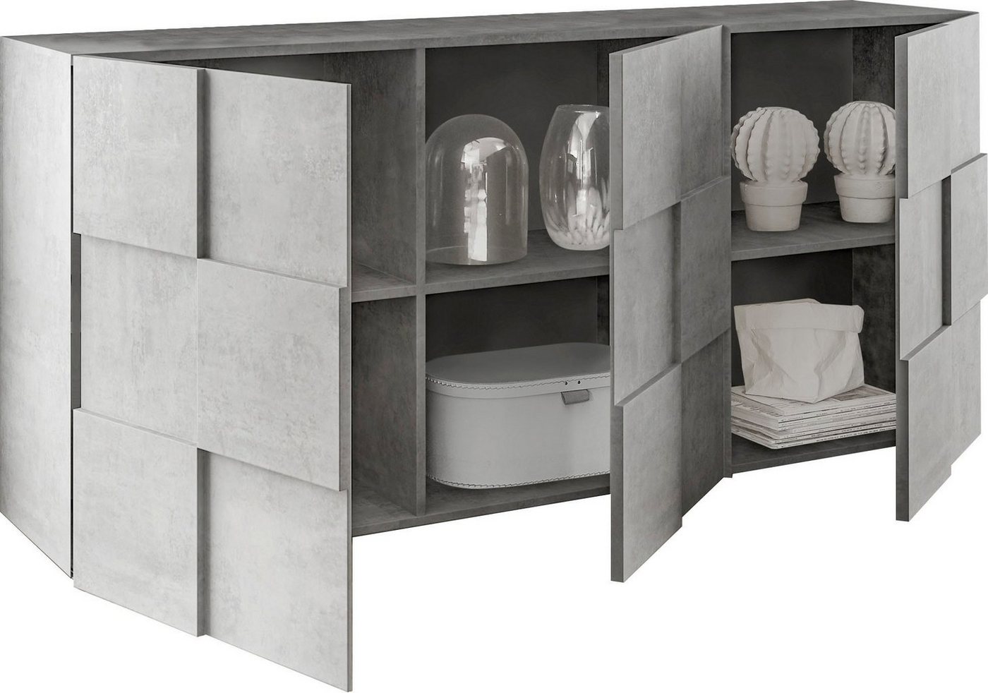 Home affaire Sideboard Dama Breite 181, Kommode 3 Türen, Anrichte, Front in 3D-Optik, viel Stauraum, verschiedene Farben – Bild 2 von 5