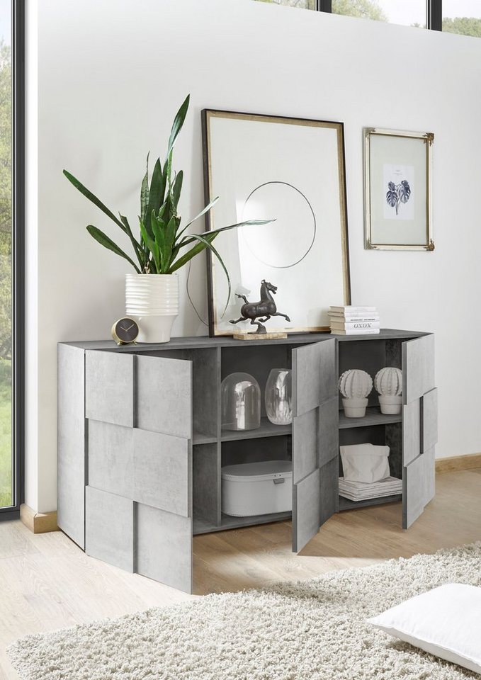Home affaire Sideboard Dama Breite 181, Kommode 3 Türen, Anrichte, Front in 3D-Optik, viel Stauraum, verschiedene Farben – Bild 4 von 5